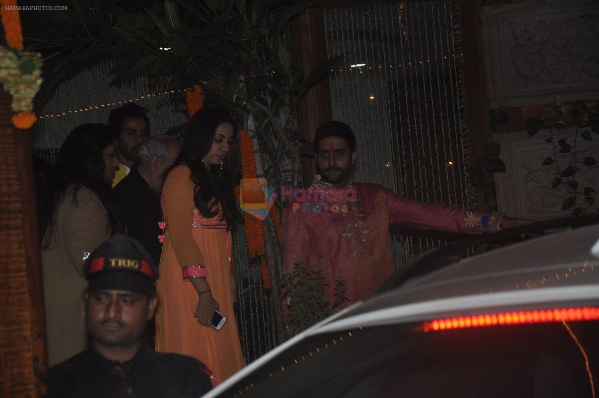 Abhishek Bachchan at Amitabh Bachchan and family celebrate Diwali in style on 23rd Oct 2014