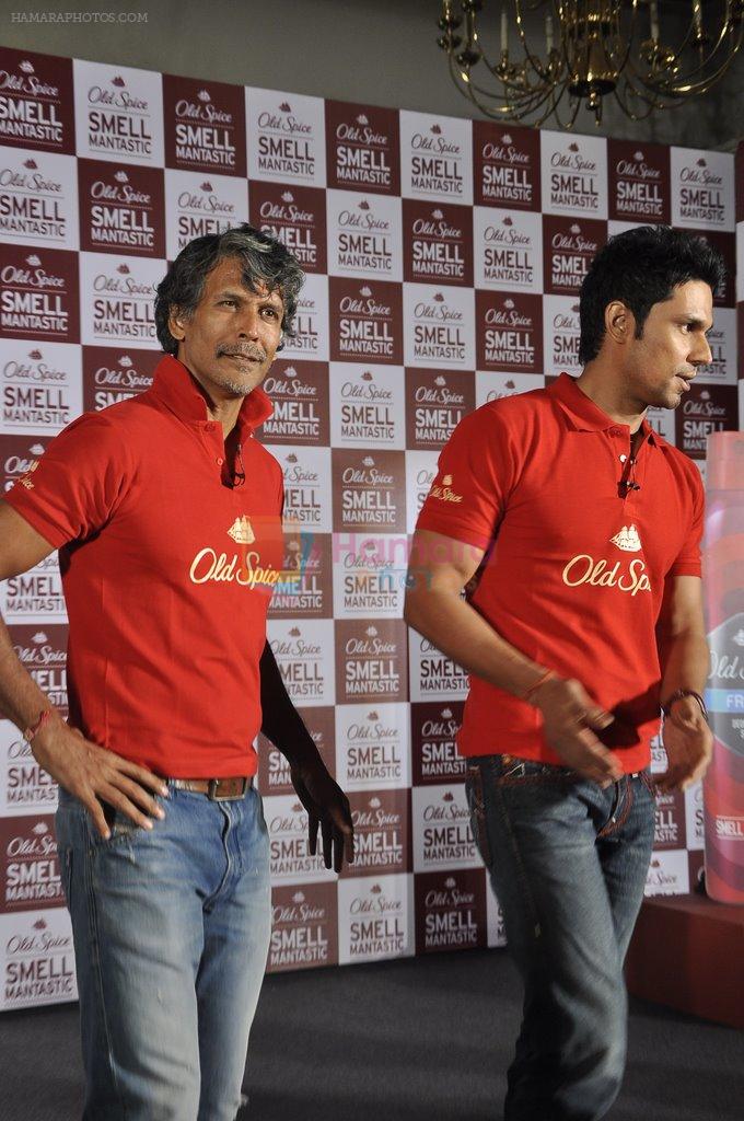 Milind Soman and Randeep Hooda go red as they promote Old Spice in ITC Parel, Mumbai on 29th Oct 2014
