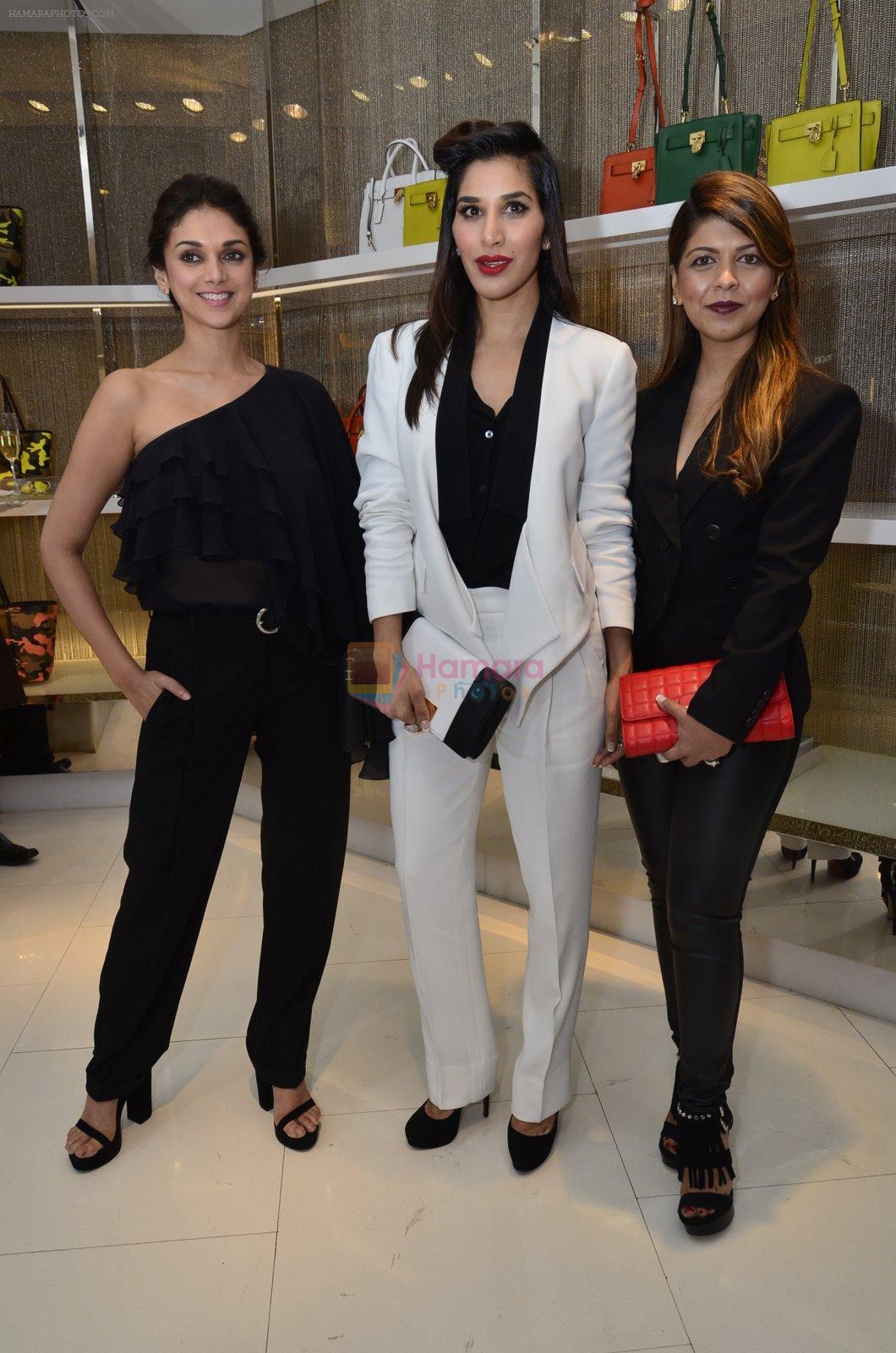 Aditi Rao Hydari, Sophie Choudry at Michael Korrs store launch in Palladium, Mumbai on 7th Nov 2014