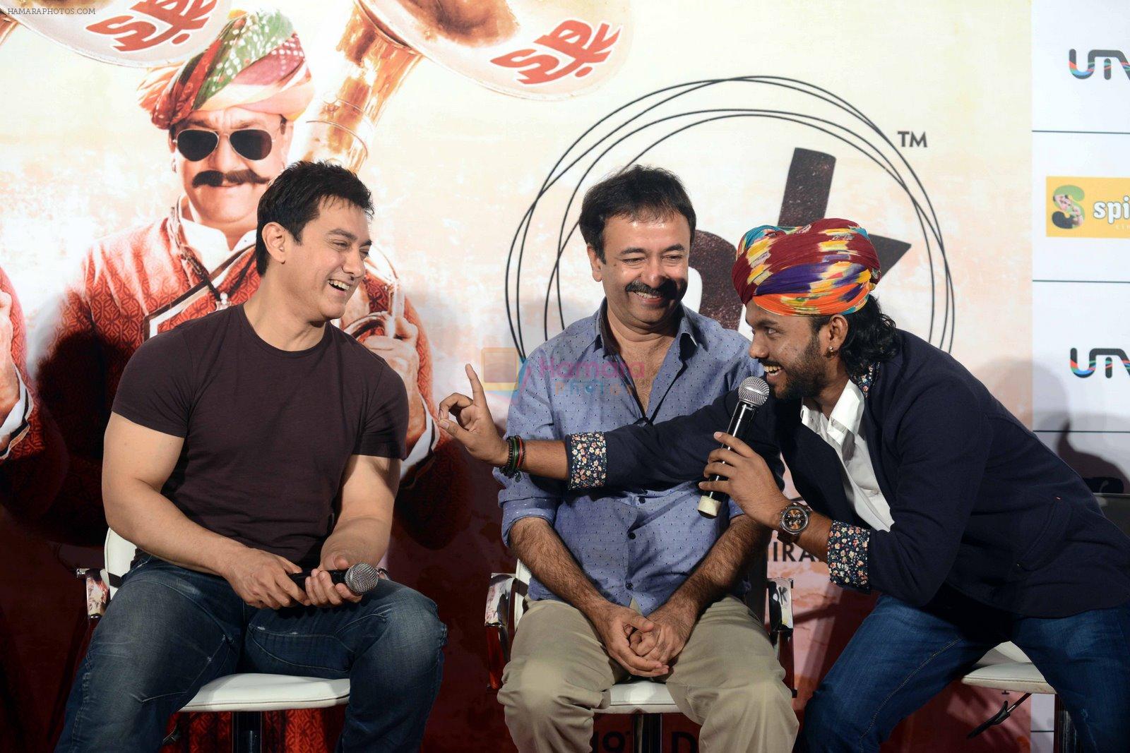 Aamir Khan, Rajkumar Hirani at Tarki Chokro song launch in Delhi on 8th Nov 2014