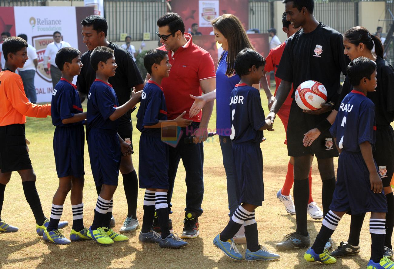 Mrs. Nita Ambani, Founder & Chairmen, Football Sports Development Limited, today launched the ISL Grassroots Program, in presence of Superstar Salman Khan. jpg