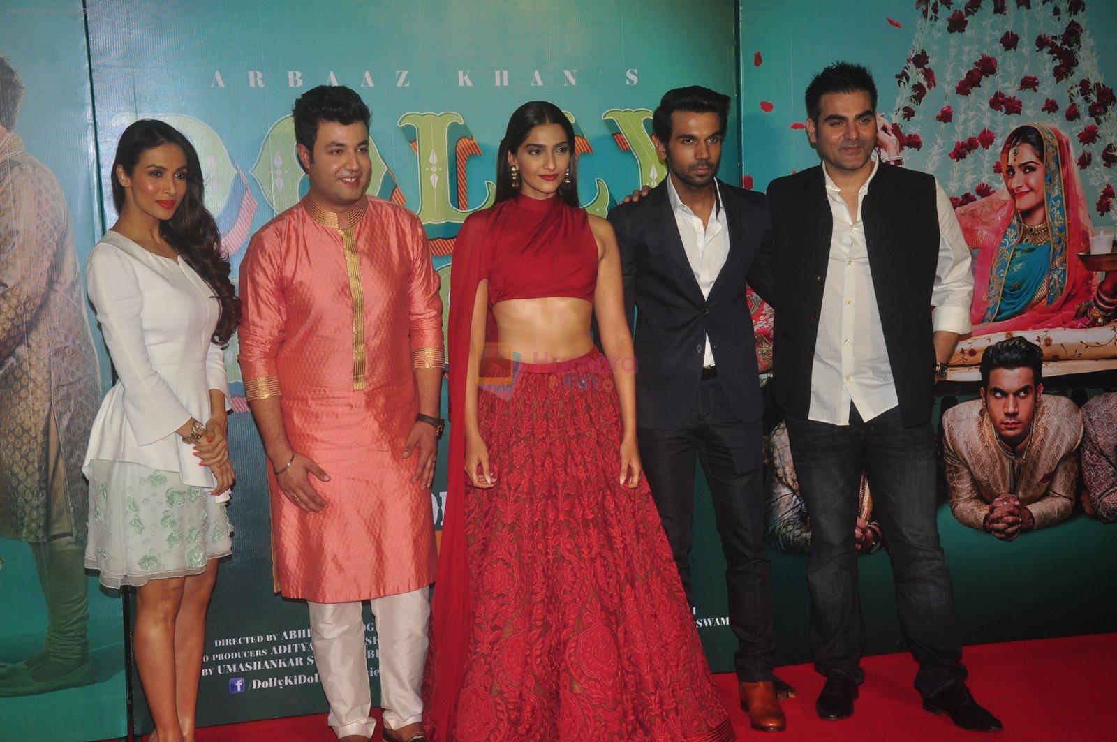 Sonam Kapoor, Varun Sharma, Malaika Arora Khan, Arbaaz Khan, Raj Kumar Yadav at Dolly Ki Doli trailor launch in Mumbai on 12th Dec 2014