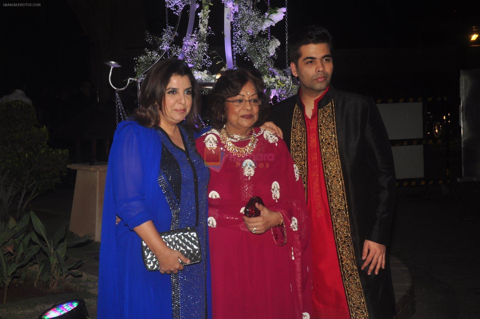 Farah Khan, Karan Johar at Sangeet ceremony of Riddhi Malhotra and Tejas Talwalkar in J W Marriott, Mumbai on 13th Dec 2014