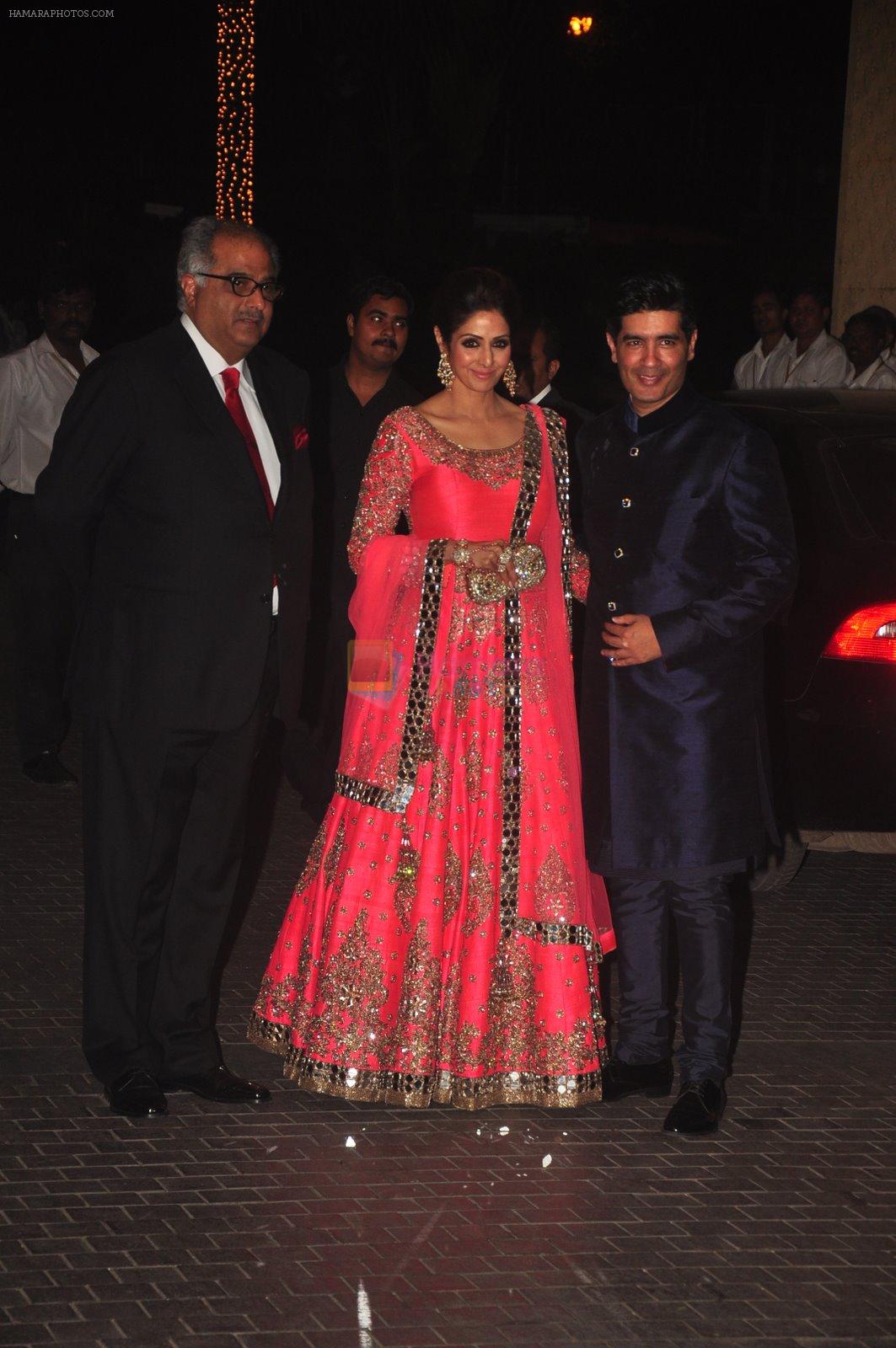 Sridevi, Boney Kapoor, Manish malhotra at Riddhi Malhotra & Tejas Talwalkar's wedding reception in J W Marriott, Mumbai on 15th Dec 2014