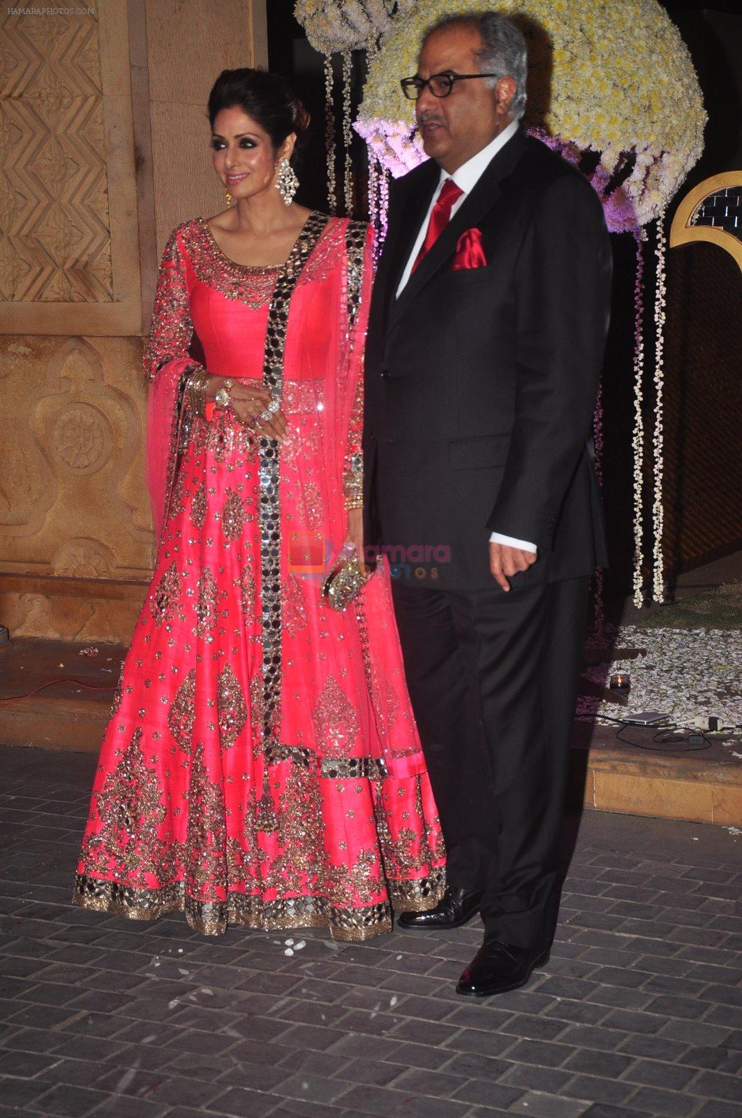 Sridevi, Boney Kapoor at Riddhi Malhotra & Tejas Talwalkar's wedding reception in J W Marriott, Mumbai on 15th Dec 2014