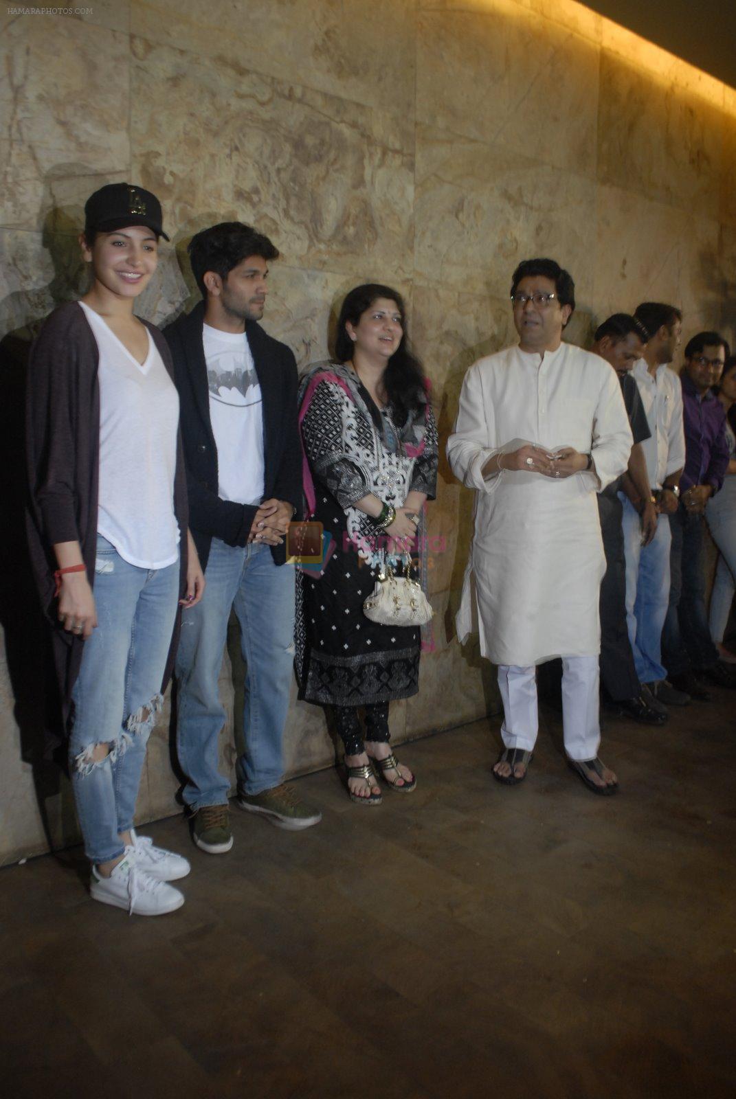 Amit Thackeray, Anushka Sharma, Sharmila Thackeray, Raj Thackeray at Special screening of PK for Sachin Tendulkar & Raj Thackeray on 16th Dec 2014