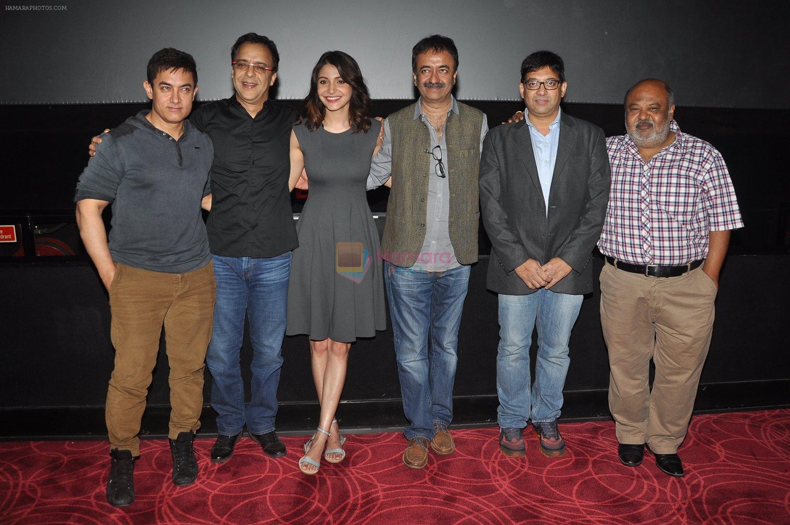 Anushka Sharma, Aamir Khan, Rajkumar Hirani, Vidhu Vinod Chopra, Saurabh Shukla at PK Screening in Mumbai on 18th Dec 2014