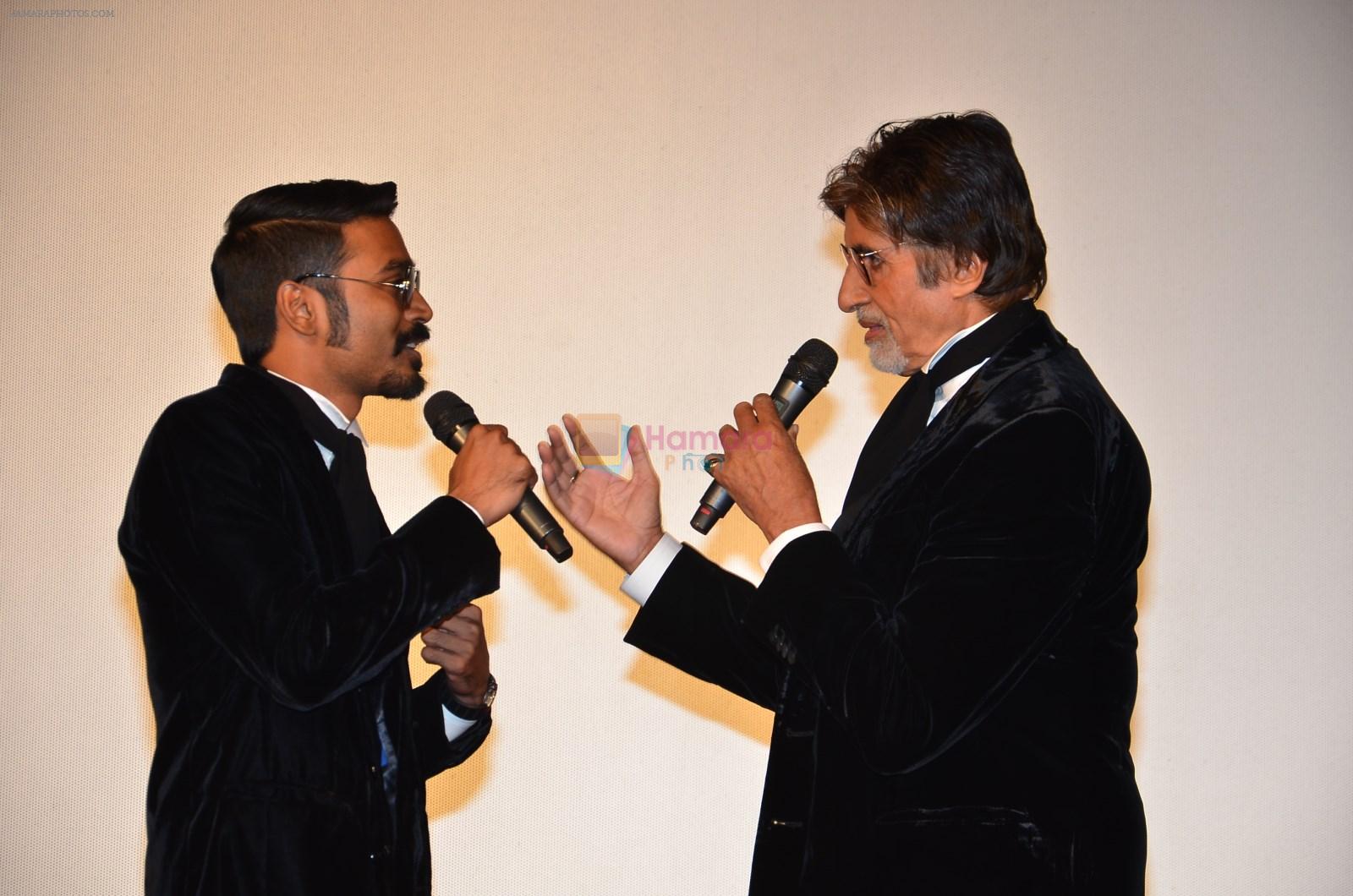 Dhanush, Amitabh Bachchan at Shamitabh trailor launch in Mumbai on 6th Jan 2015