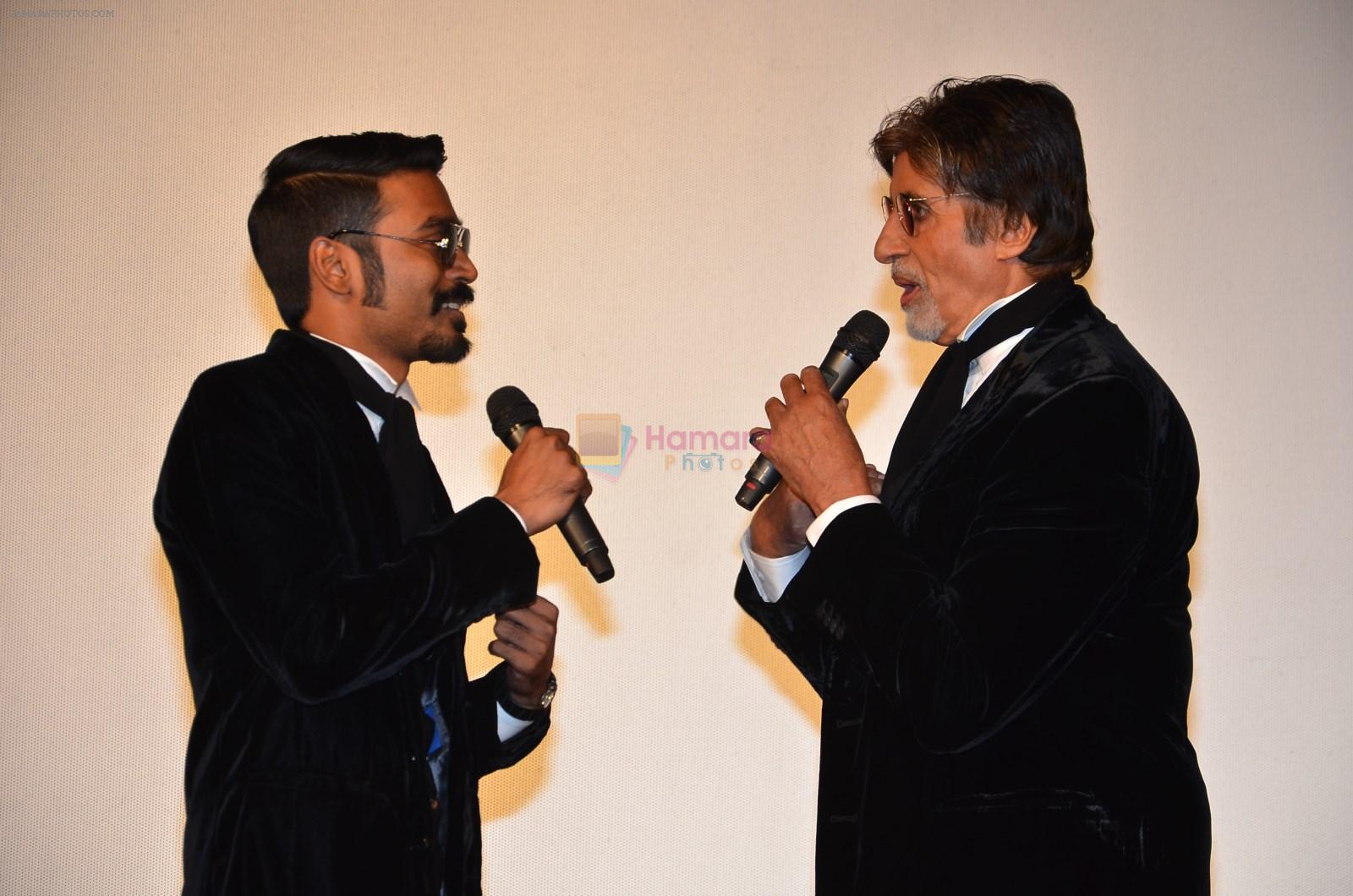 Dhanush, Amitabh Bachchan at Shamitabh trailor launch in Mumbai on 6th Jan 2015