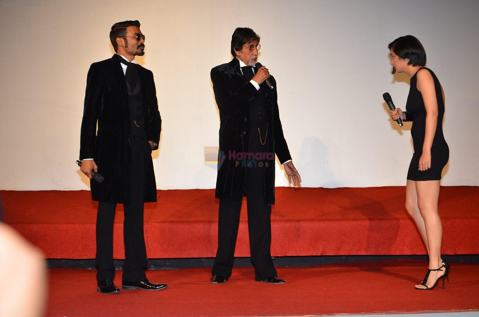 Dhanush, Akshara Haasan, Amitabh Bachchan at Shamitabh trailor launch in Mumbai on 6th Jan 2015