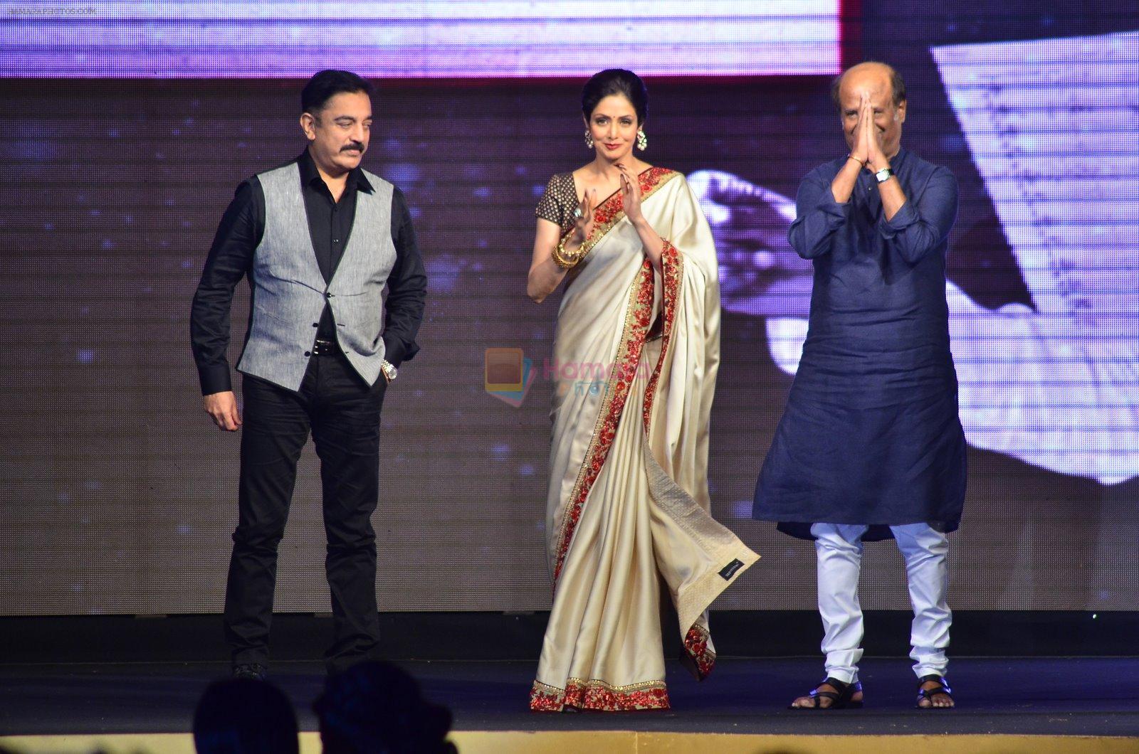 Kamal Haasan, Sridevi, Rajinikanth at Shamitabh music launch in Taj Land's End, Mumbai on 20th Jan 2015