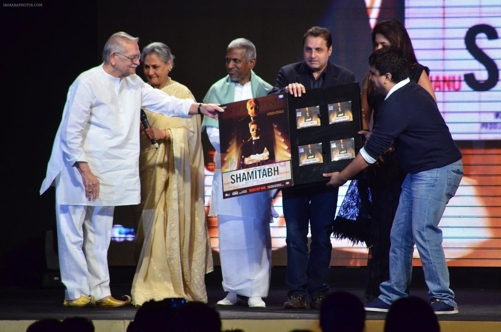 Gulzar, Jaya Bachchan,  Ilaiyaraaja, Krishika Lulla, Sunil Lulla at Shamitabh music launch in Taj Land's End, Mumbai on 20th Jan 2015