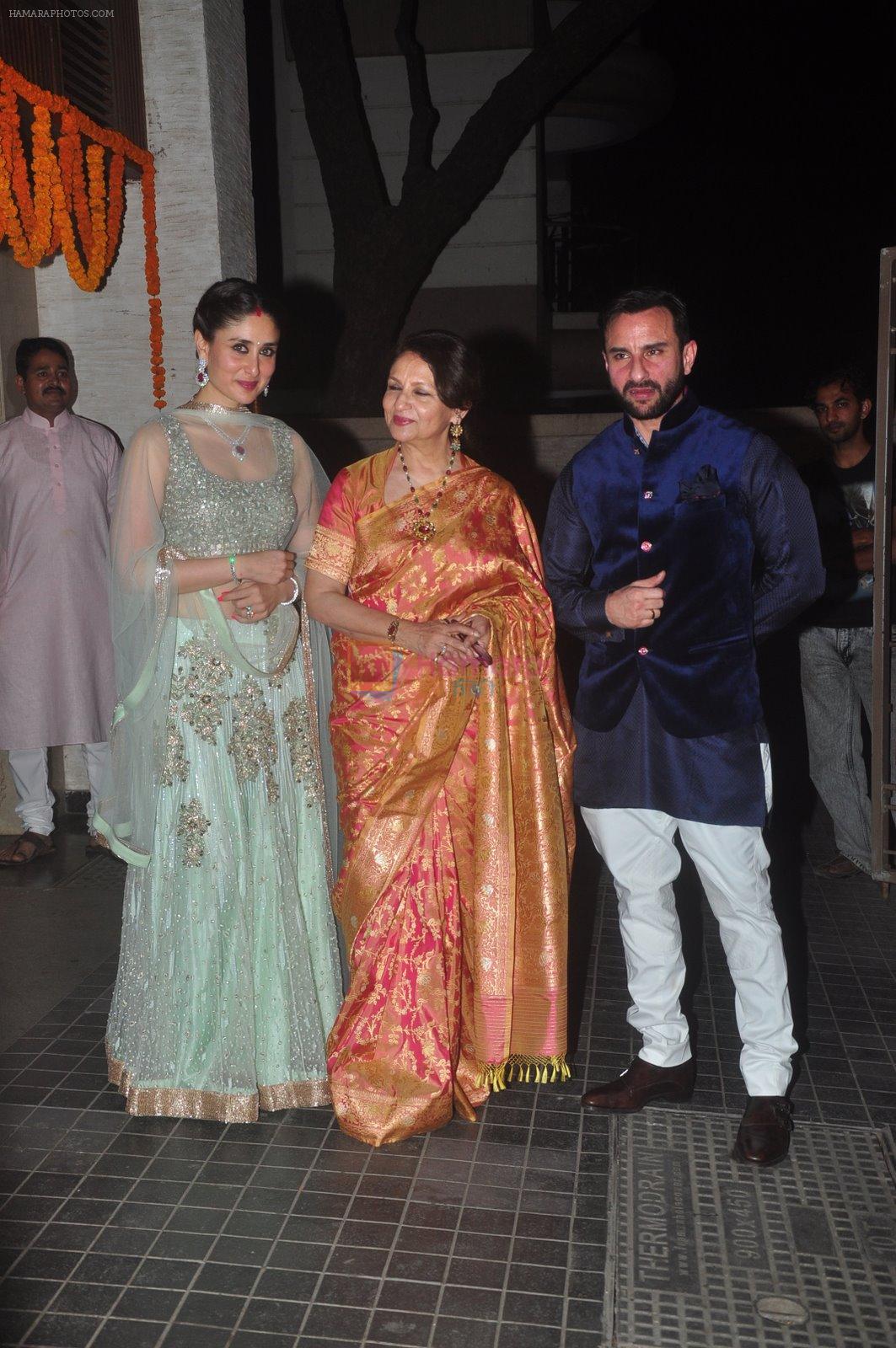 Sharmila Tagore, Kareena Kapoor, Saif Ali Khan at Soha Ali Khan and Kunal Khemu's wedding Reception in Mumbai on 25th Jan 2015