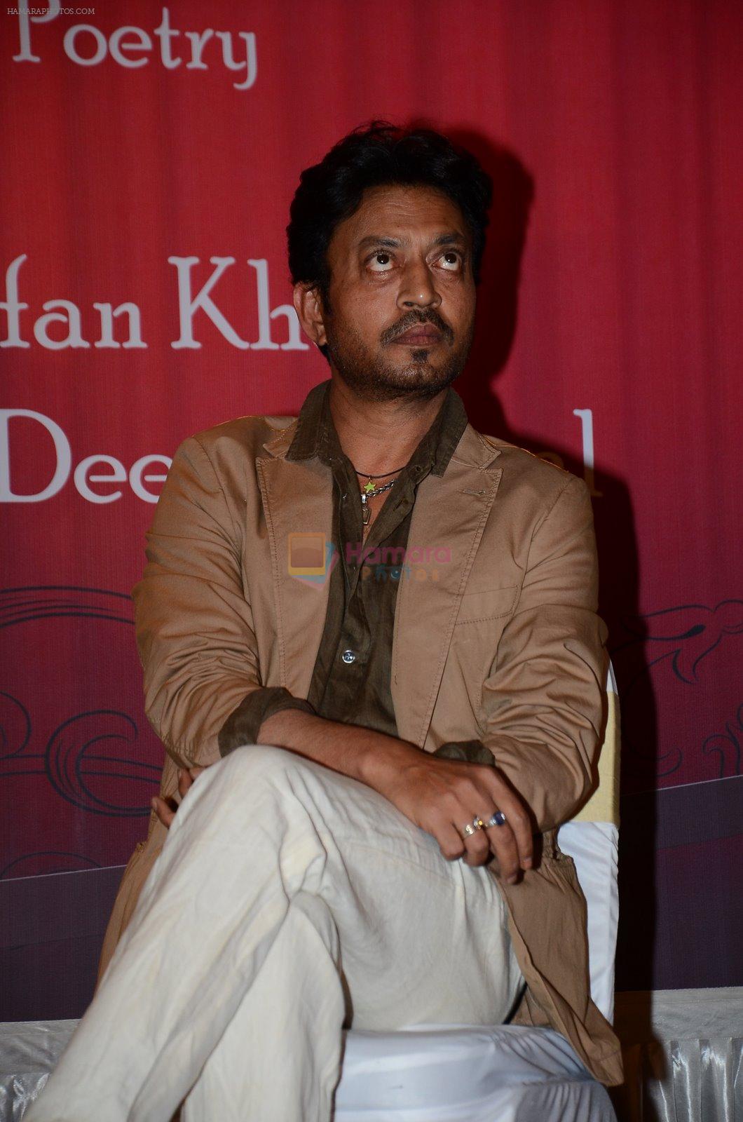 Irrfan Khan at the launch of Irshad Kamil's first book of poems, Ek Maheena Nazmon Ka in Mumbai on 3rd Feb 2015