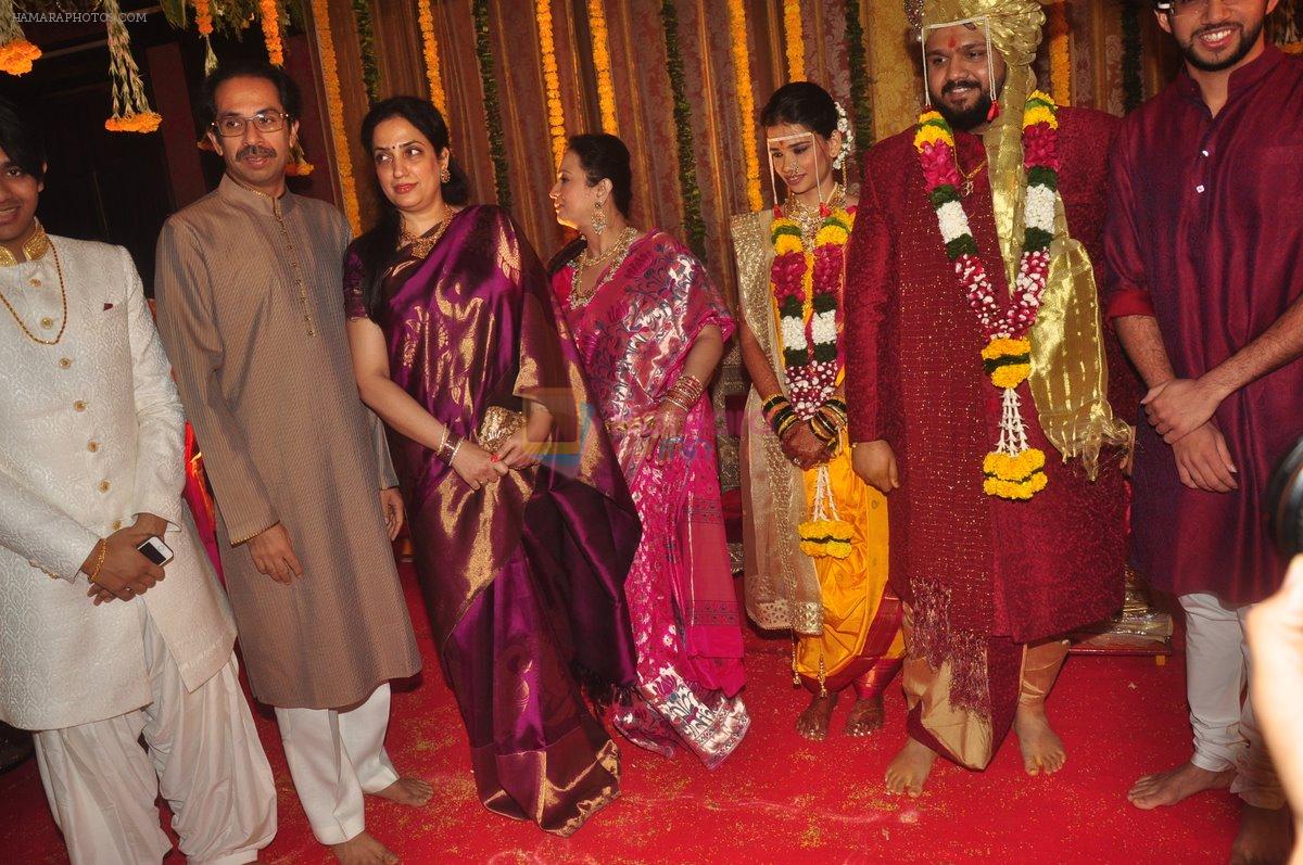 Uddhav Thackeray at Rahul Thackeray's wedding ceremony in Mumbai on 9th Feb 2015