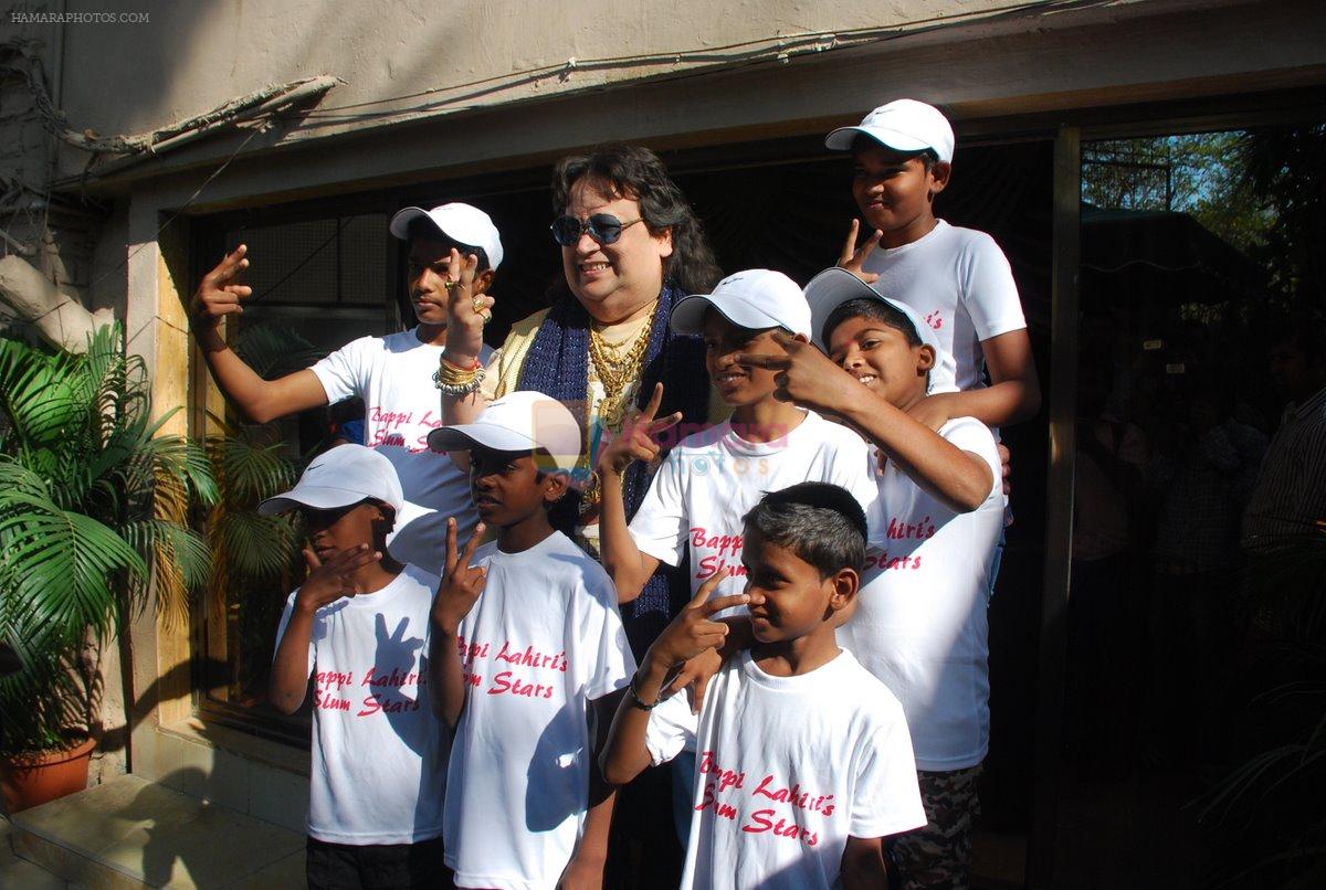Bappi Lahiri trains singers from the slums and records and album Slumstars in Mumbai on 9th Feb 2015