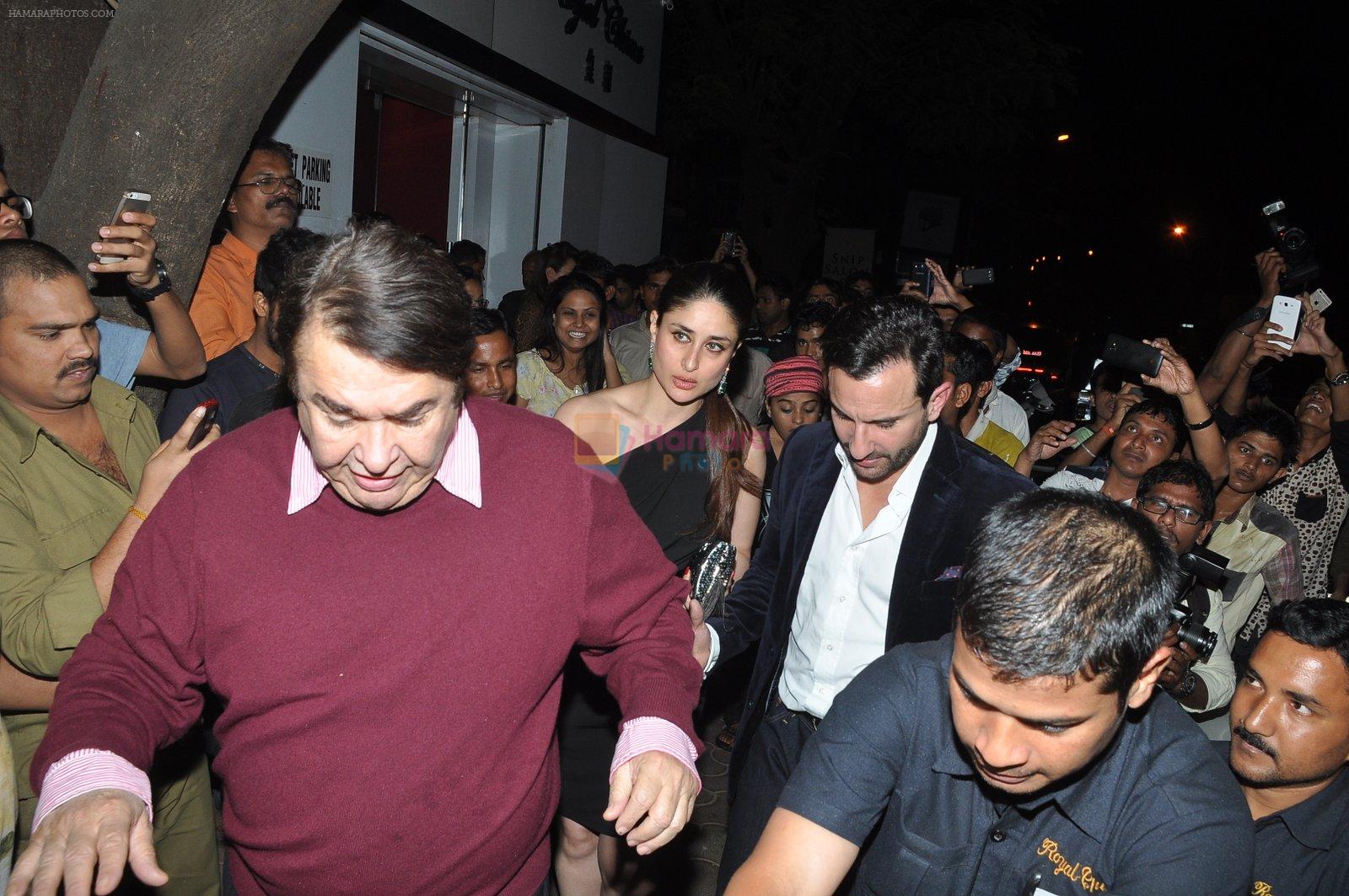 Randhir Kapoor, Kareena Kapoor, Saif Ali Khan snapped at Randhir Kapoor Birthday Dinner in Mumbai on 15th Feb 2015