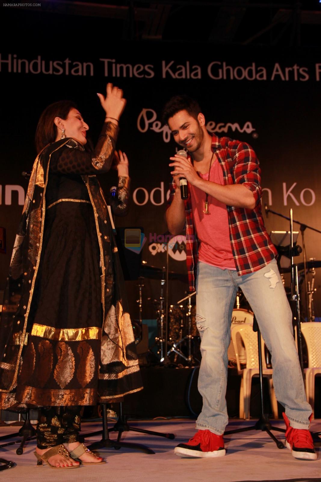 Varun Dhawan, Juhi Babbar at Pepe Jeans music festival of Kala Ghoda in Mumbai on 15th Feb 2015