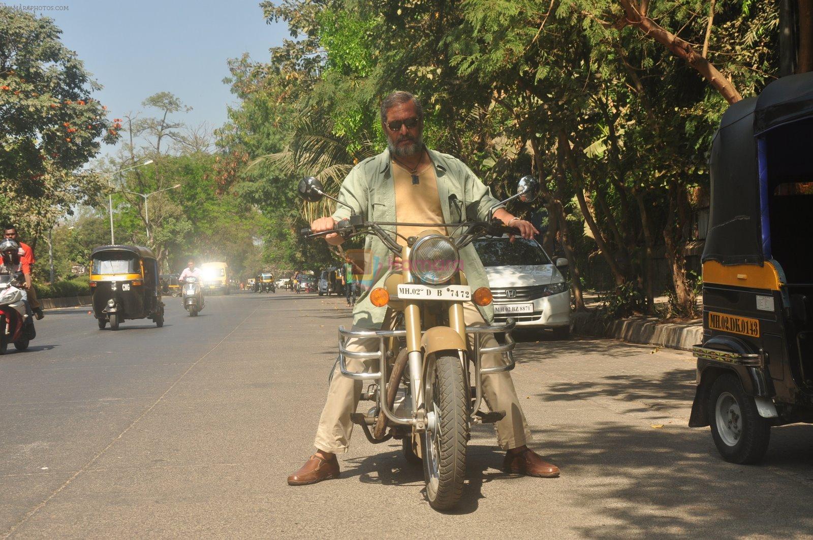 Nana patekar on his bike to promote Ab Tak Chhapan 2 in Andheri, Mumbai on 18th Feb 2015