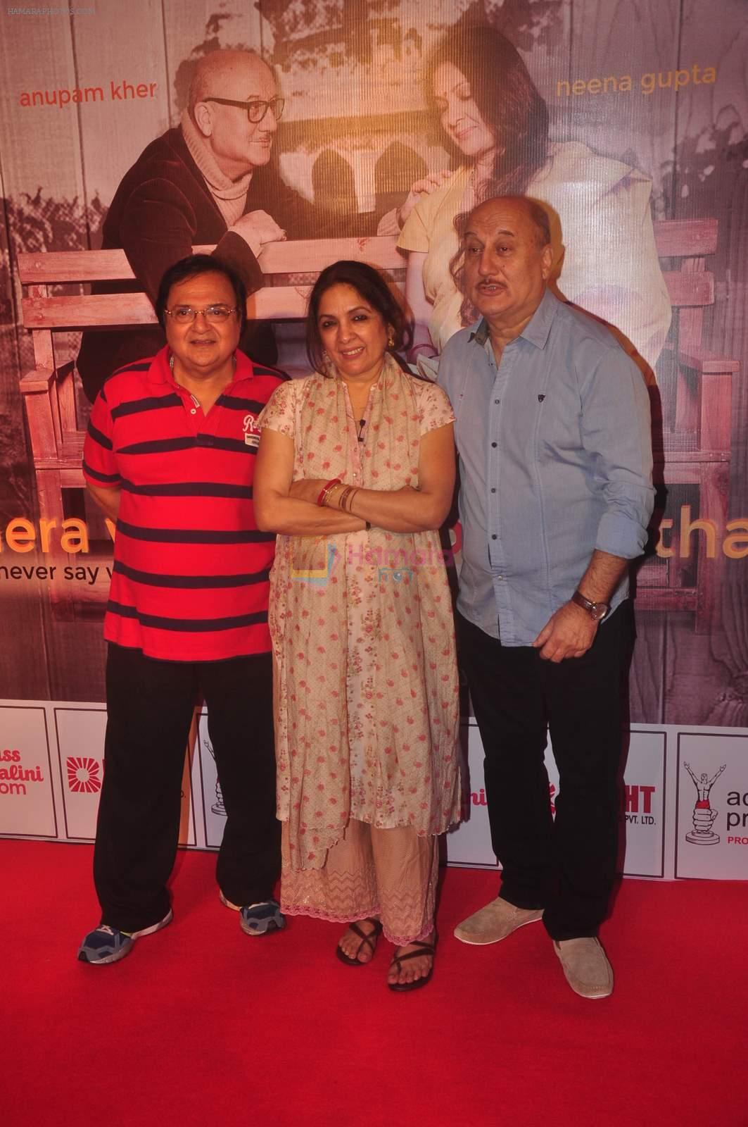 Rakesh Bedi, Neena Gupta, Anupam Kher at Anupam and Neena Gupta's play premiere in NCPA on 8th March 2015