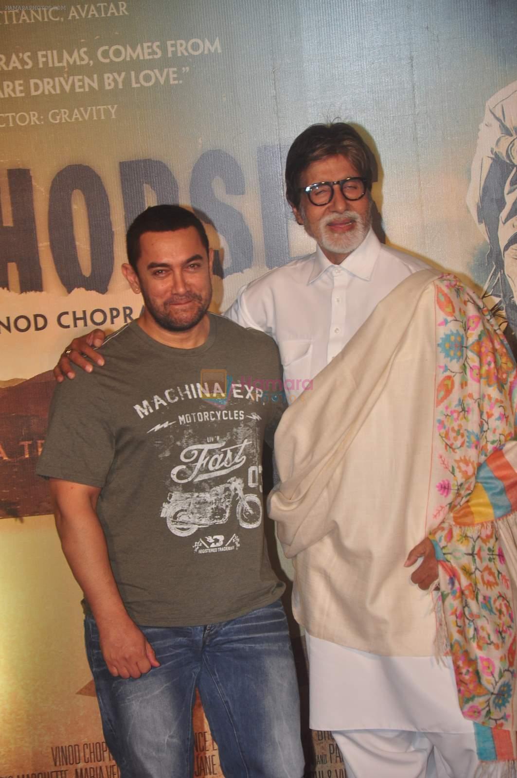 Amitabh Bachchan, Aamir Khan at the trailer launch of Vidhu Vinod Chopra's maiden Hollywood film Broken Horses in PVR Cinemas on 10th March 2015