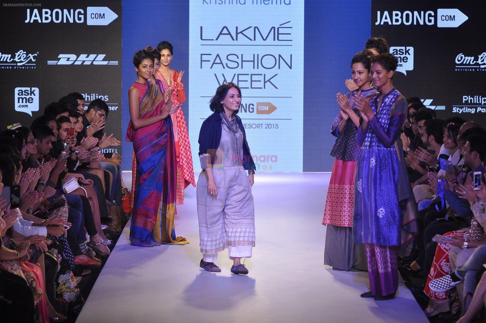 Model walks the ramp for Krishna Mehta Show at Lakme Fashion Week 2015 Day 1 on 18th March 2015