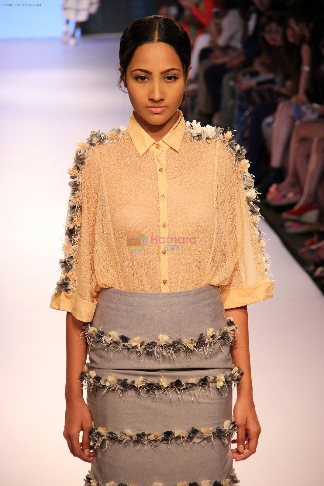 Model walks the ramp for ILK Show at Lakme Fashion Week 2015 Day 1 on 18th March 2015