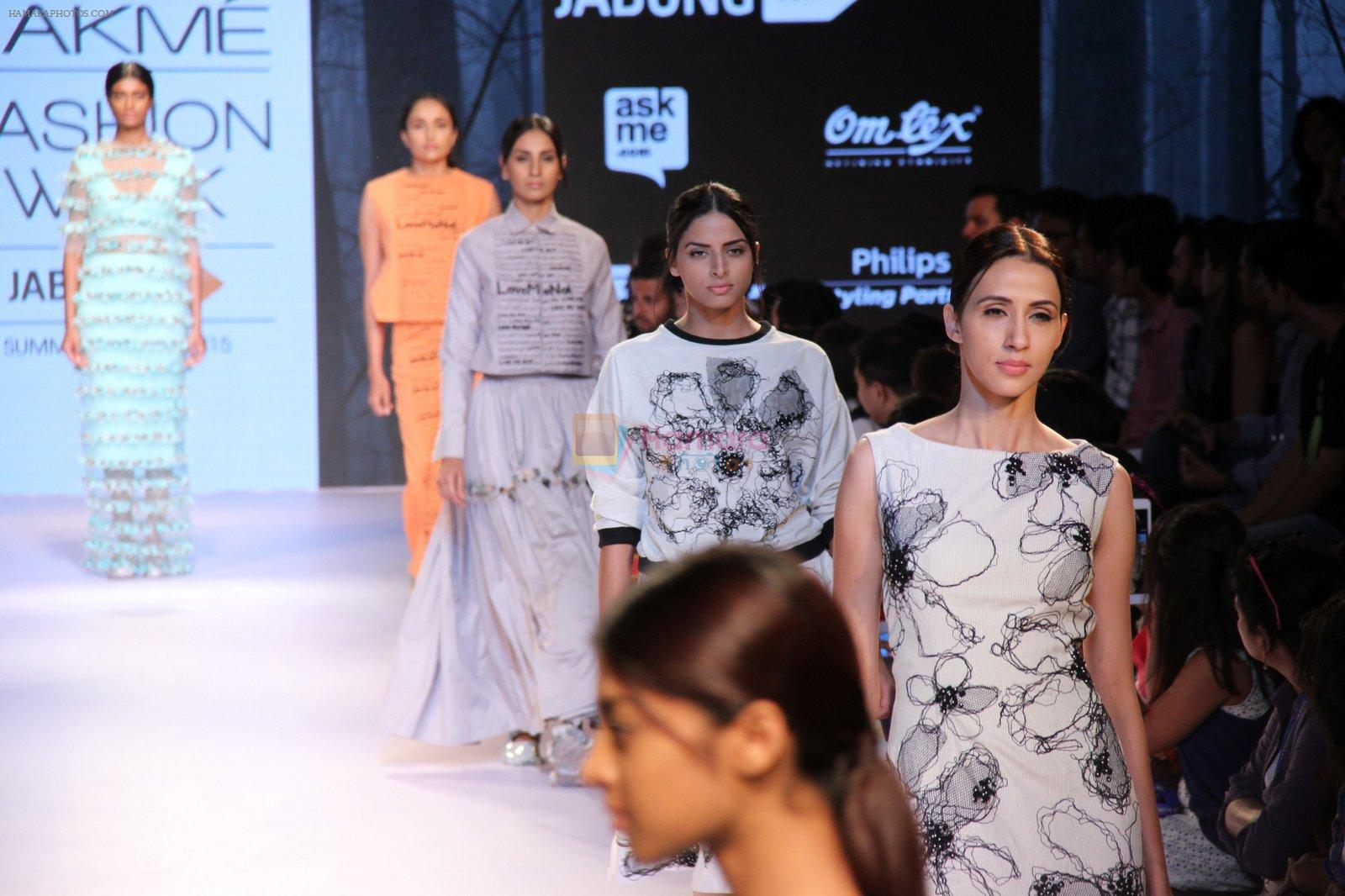Model walks the ramp for ILK Show at Lakme Fashion Week 2015 Day 1 on 18th March 2015