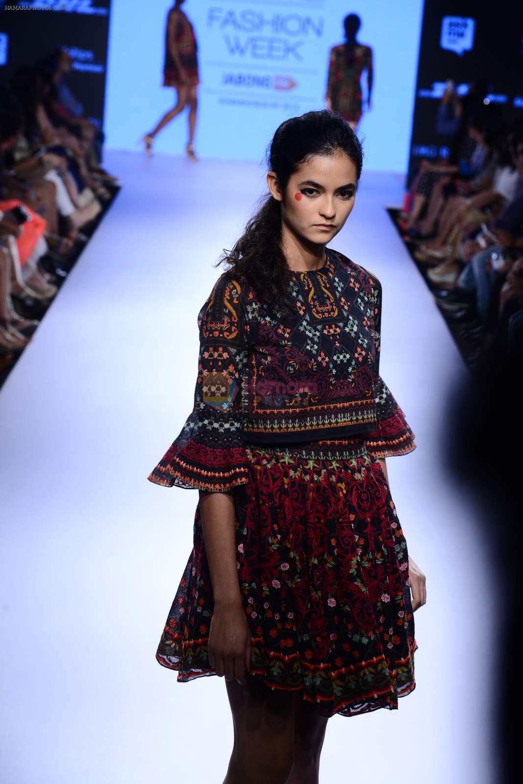 Model walks the ramp for Mulmul Show at Lakme Fashion Week 2015 Day 2 on 19th March 2015