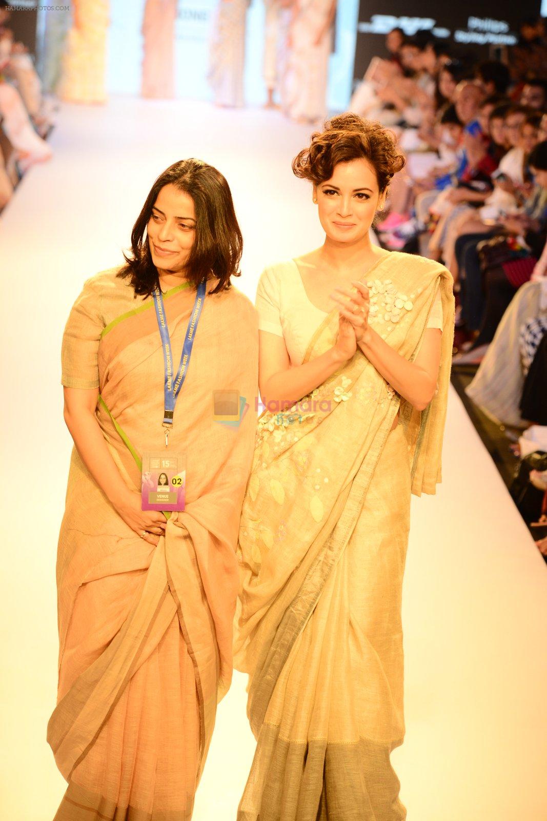 Dia Mirza walks the ramp for Anavila Show at Lakme Fashion Week 2015 Day 2 on 19th March 2015