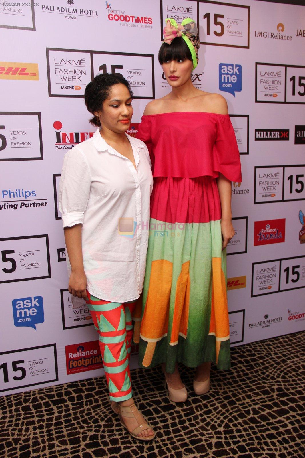 Nargis Fakhri, Masaba at LFW 2015 media meet in Mumbai on 19th March 2015