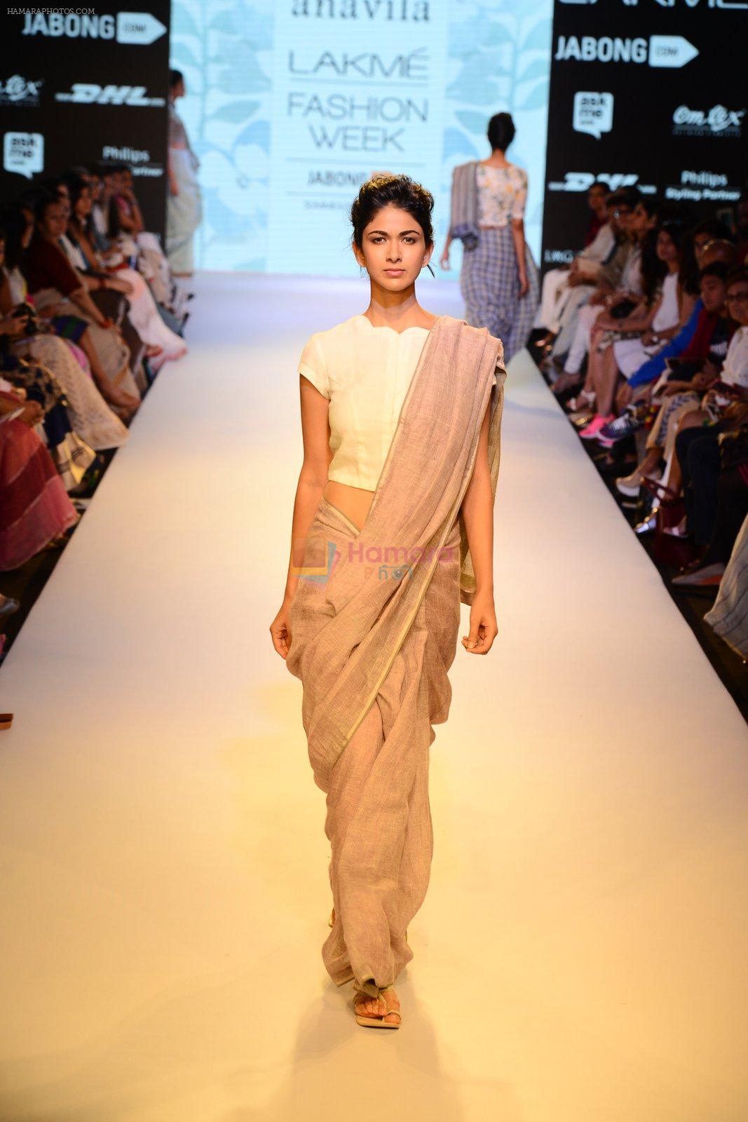 Model walks the ramp for Anavila Show at Lakme Fashion Week 2015 Day 2 on 19th March 2015