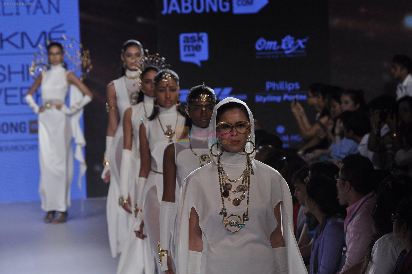 Model walk the ramp for Valliyan by Nitya Show at Lakme Fashion Week 2015 Day 3 on 20th March 2015