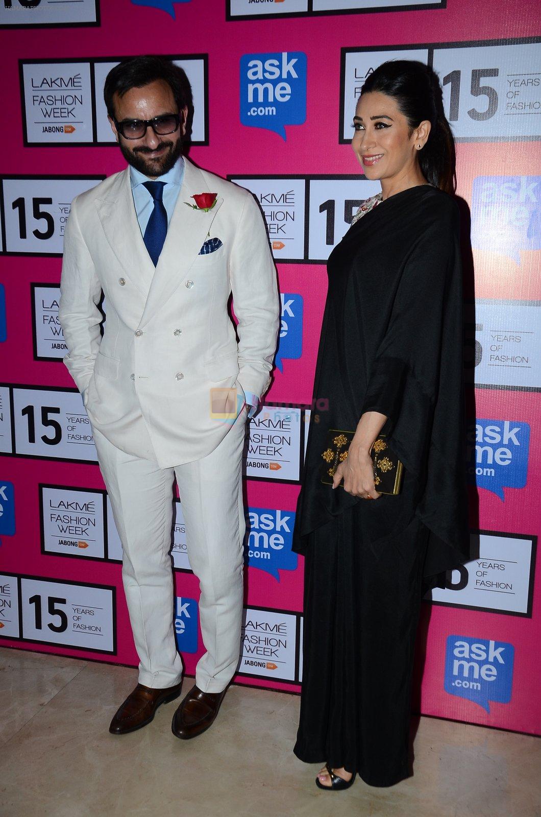Karisma Kapoor, Saif Ali Khan at Anamika Khanna Grand Finale Show at Lakme Fashion Week 2015 Day 5 on 22nd March 2015