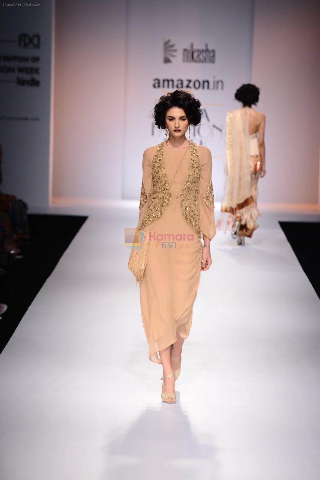 Model walk the ramp for Nikasha on day 1 of Amazon India Fashion Week on 25th March 2015