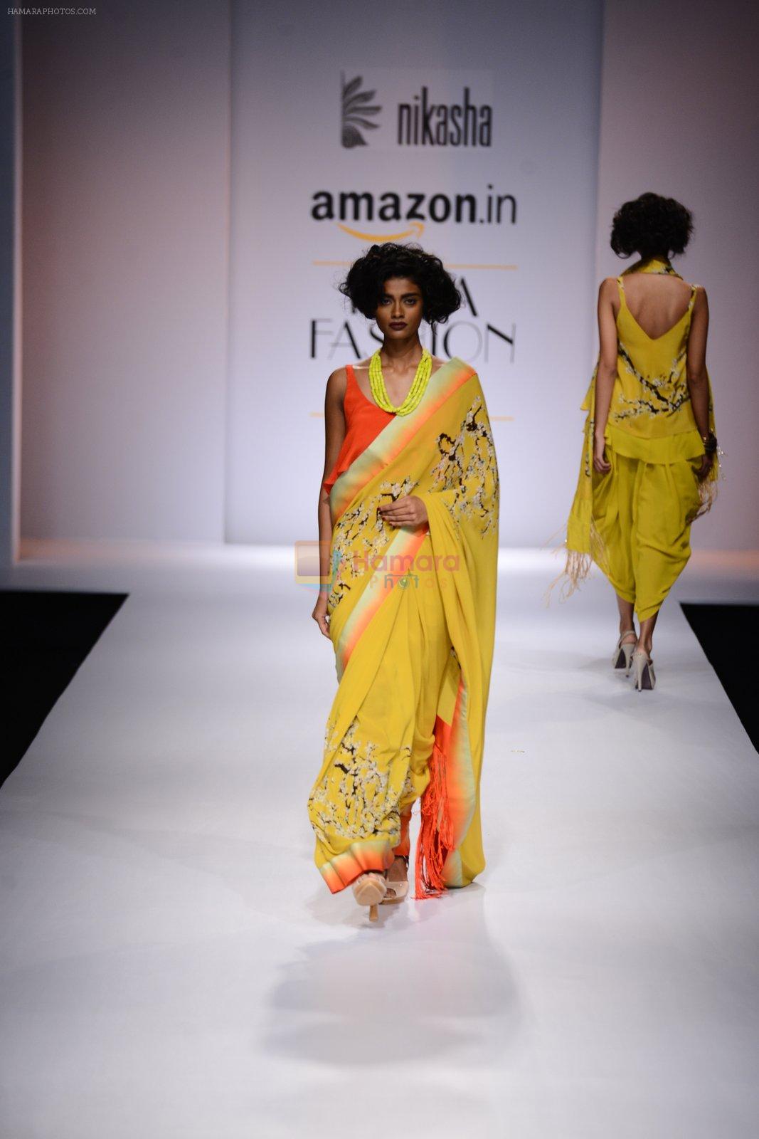 Model walk the ramp for Nikasha on day 1 of Amazon India Fashion Week on 25th March 2015