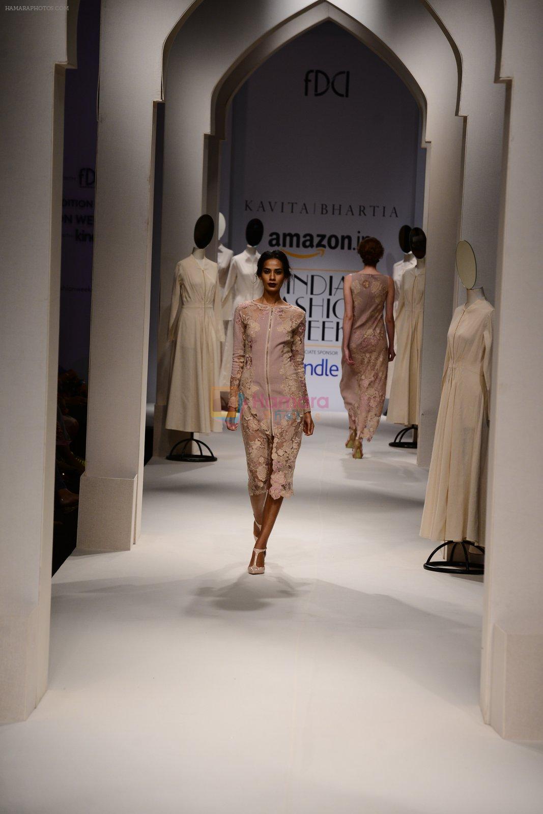 Model walk the ramp for Kavita Bhartia on day 1 of Amazon India Fashion Week on 25th March 2015