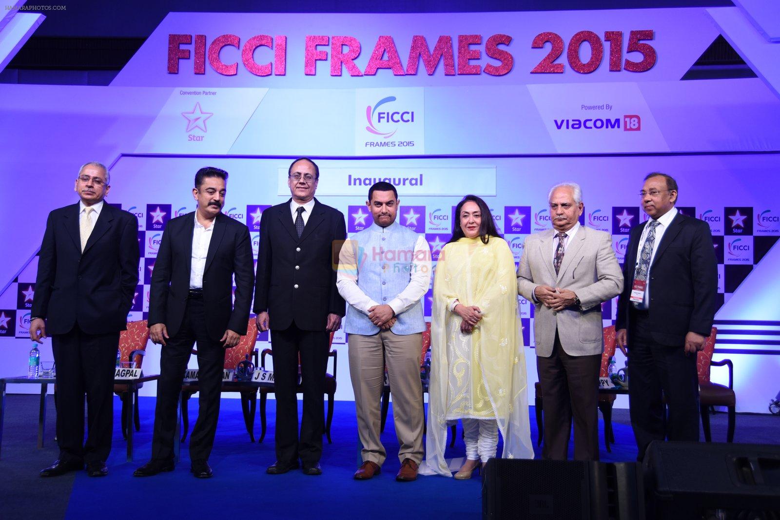 Aamir Khan, Kamal Haasan, Ramesh Sippy at FICCI-Frames 2015 inaugural session in Mumbai on 25th March 2015