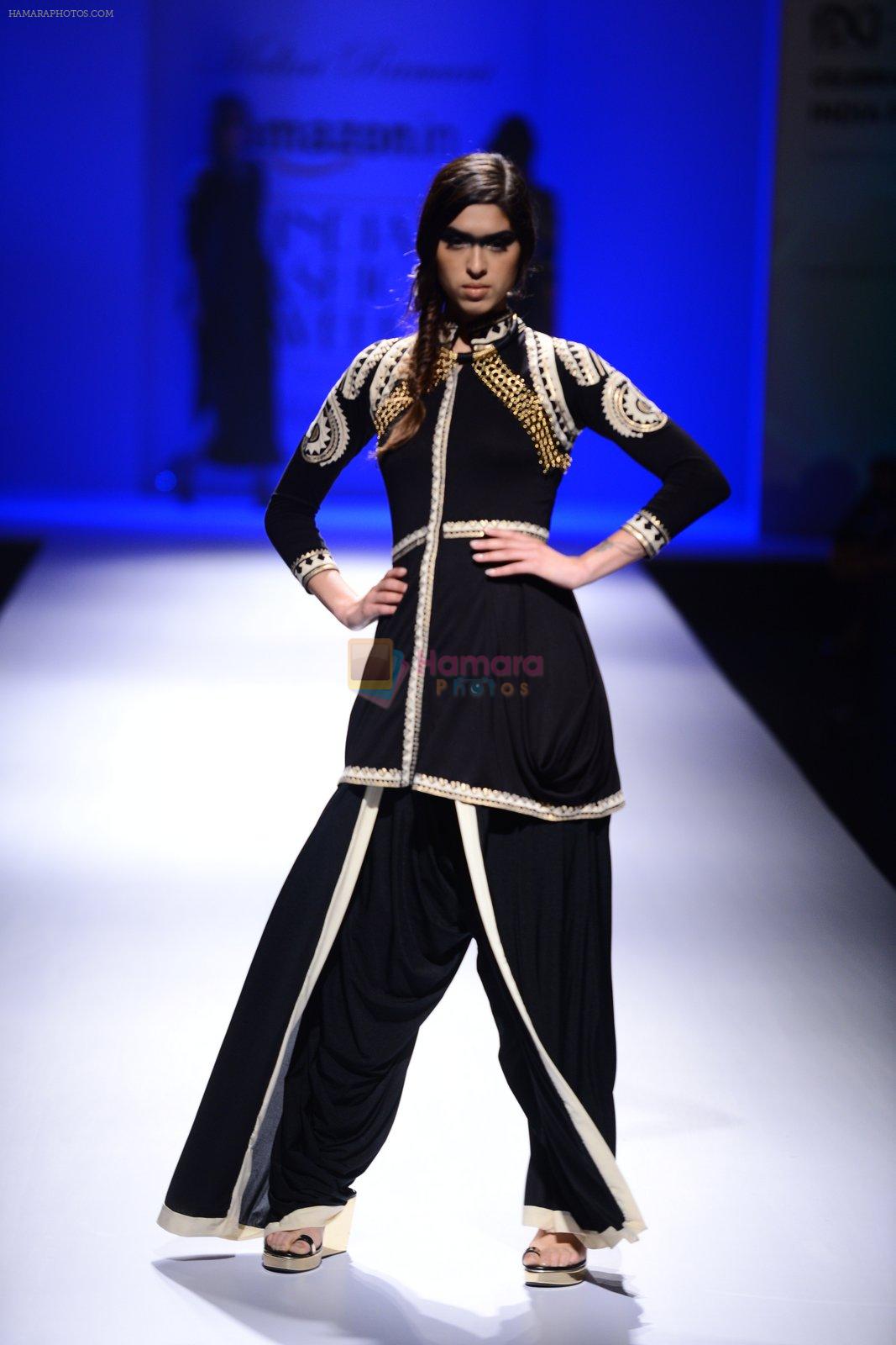 Model walk the ramp for Malini Ramani on day 2 of Amazon India Fashion Week on 26th March 2015