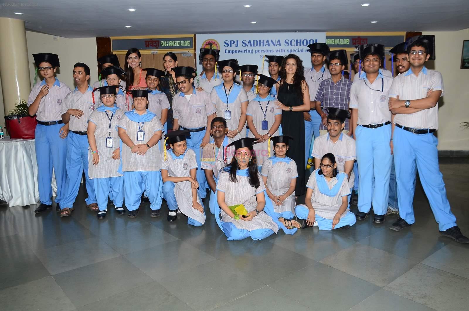 Nathalia Kaur, Natasha Stankovic, Himarsha Venkatsamy at SPJ Sadhana School for a noble cause on 26th March 2015