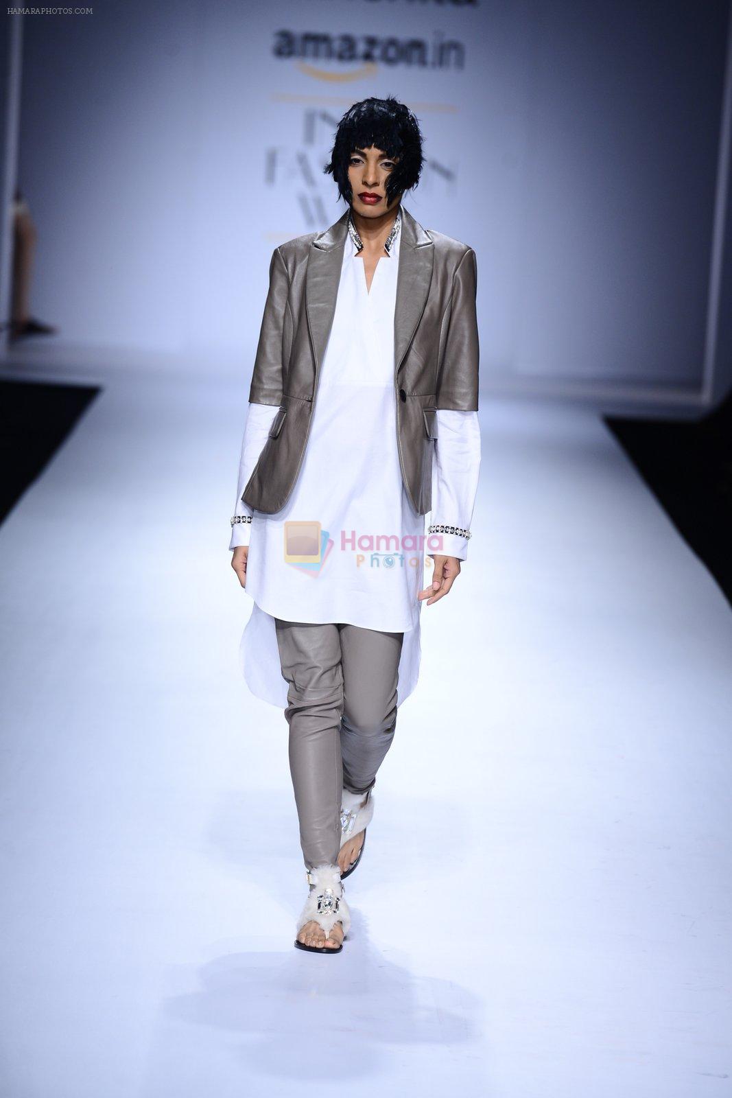 Model walk the ramp for Sanchita on day 3 of Amazon India Fashion Week on 27th March 2015