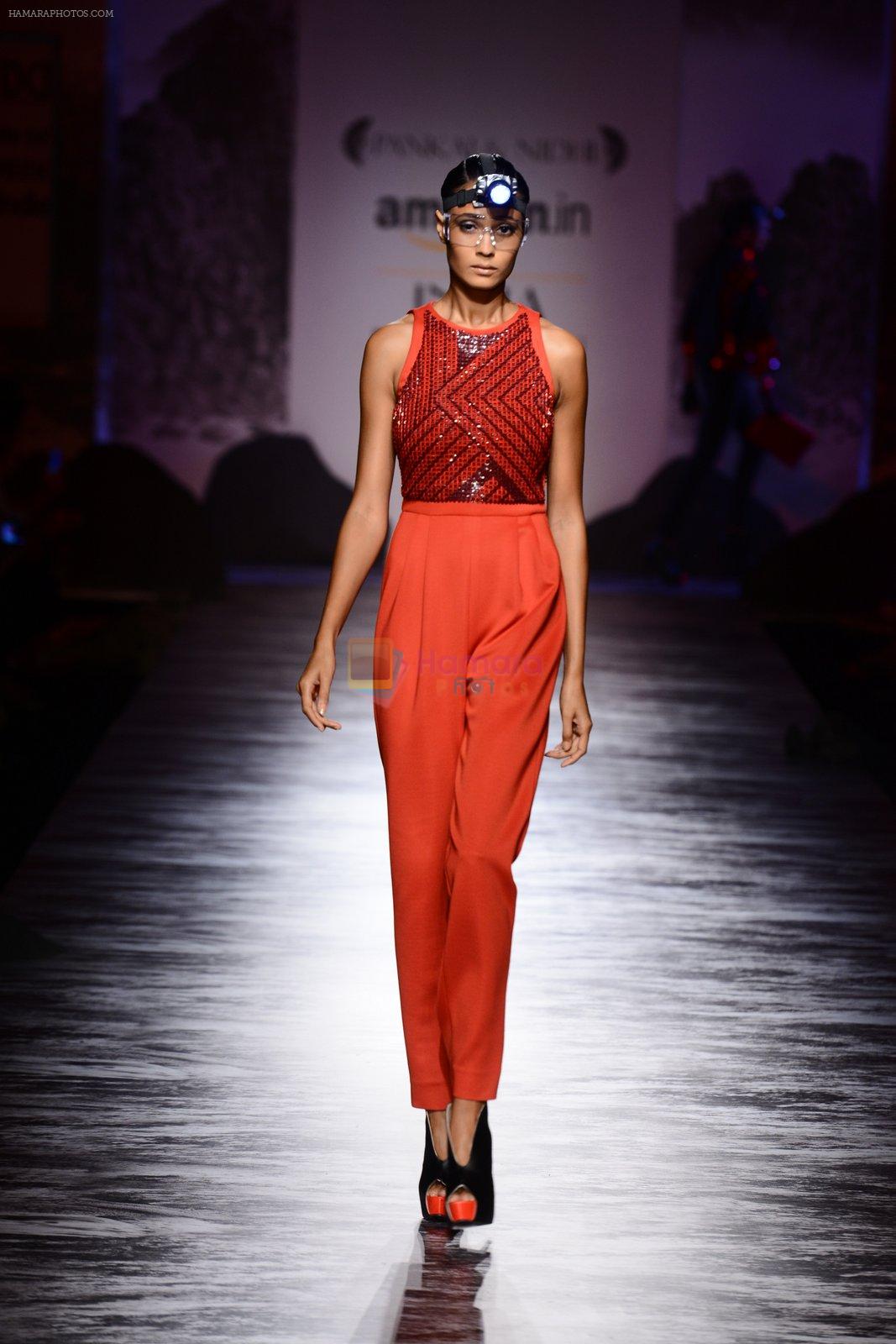 Model walk the ramp for Pankaj Nidhi on day 3 of Amazon India Fashion Week on 27th March 2015