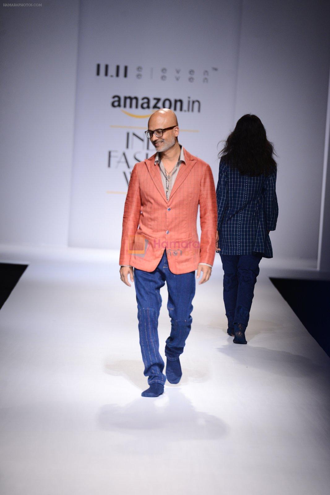 Model walk the ramp for Eleven Eleven on day 3 of Amazon India Fashion Week on 27th March 2015