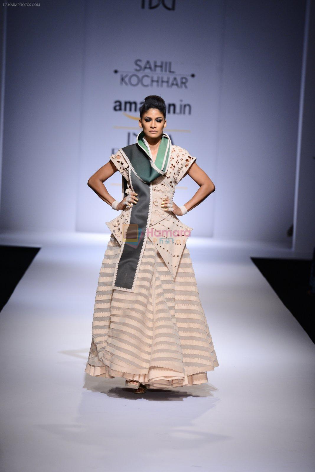 Model walk the ramp for Sahil Kocchar on day 4 of Amazon India Fashion Week on 28th March 2015
