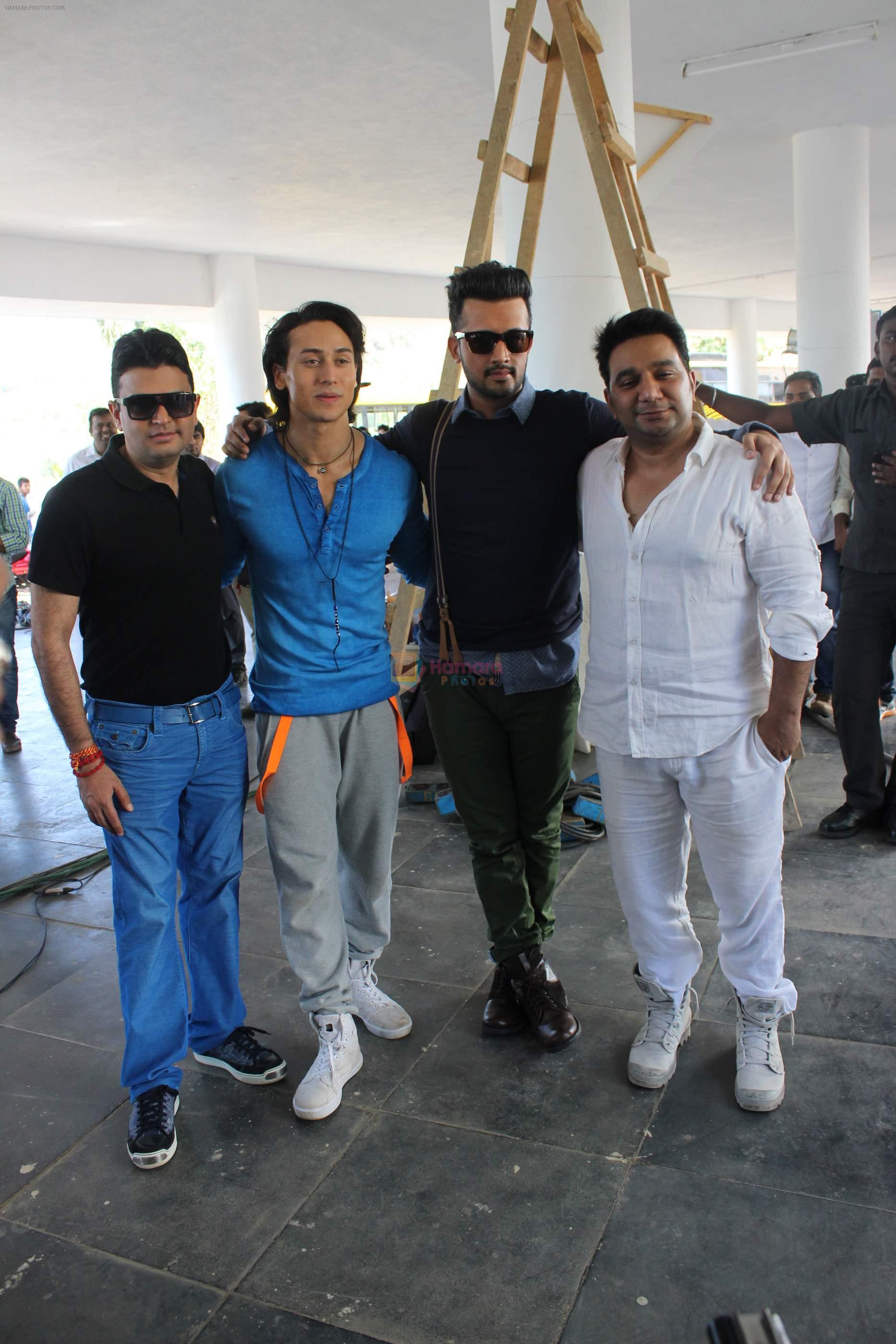 Tiger Shroff, Bhushan Kumar, Atif Aslam, Ahmed Khan at Atif Aslam T Series shoot in Mumbai on 3rd April 2015
