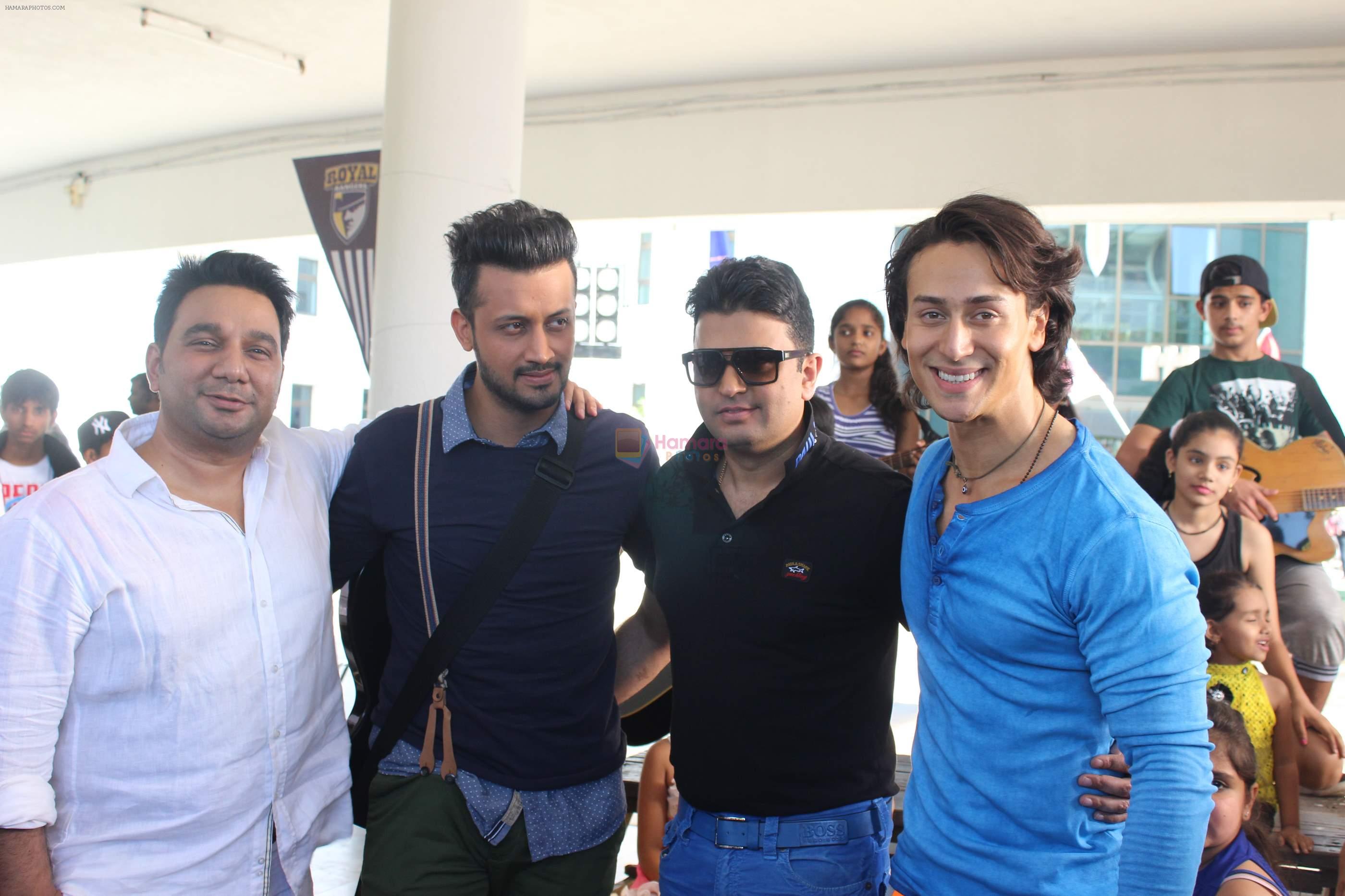 Tiger Shroff, Bhushan Kumar, Atif Aslam, Ahmed Khan at Atif Aslam T Series shoot in Mumbai on 3rd April 2015