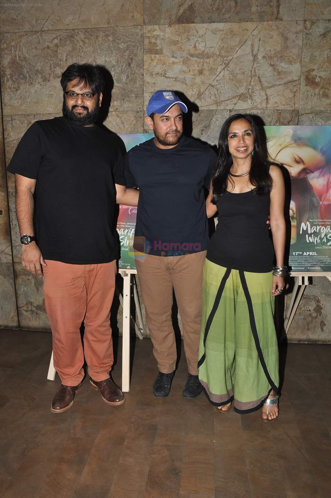 Nilesh Maniyar, Aamir Khan, Shonali Bose at Margarita with a straw screening in Lightbox, Mumbai on 8th April 2015