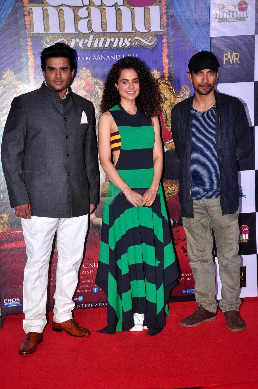 Deepak Dobriyal, Kangna Ranaut, R Madhavan at the First Look launch of Tanu Weds Manu 2 on 14th April 2015