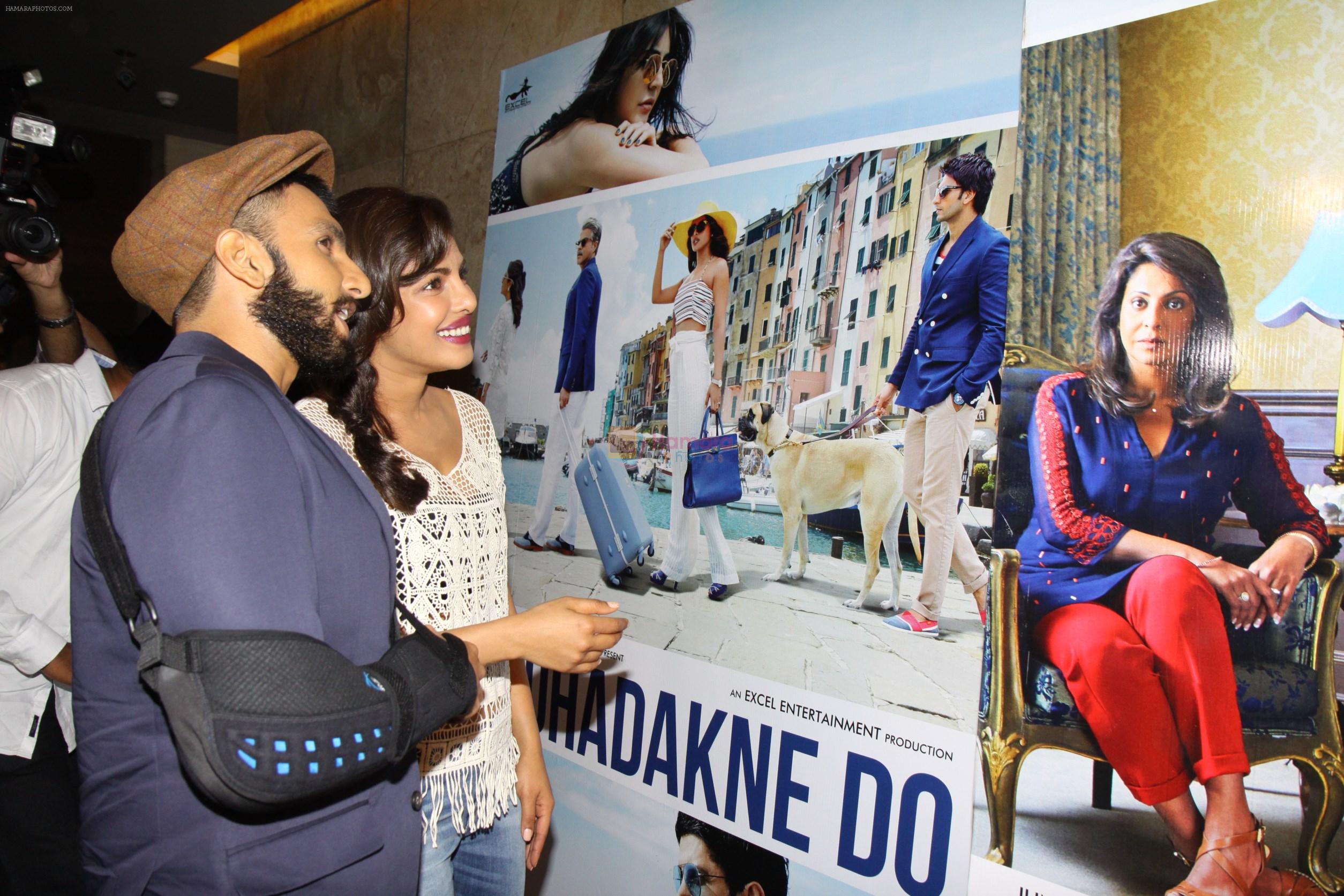 Ranveer Singh, Priyanka Chopra at the First look launch of Dil Dhadakne Do in Mumbai on 15th April 2015