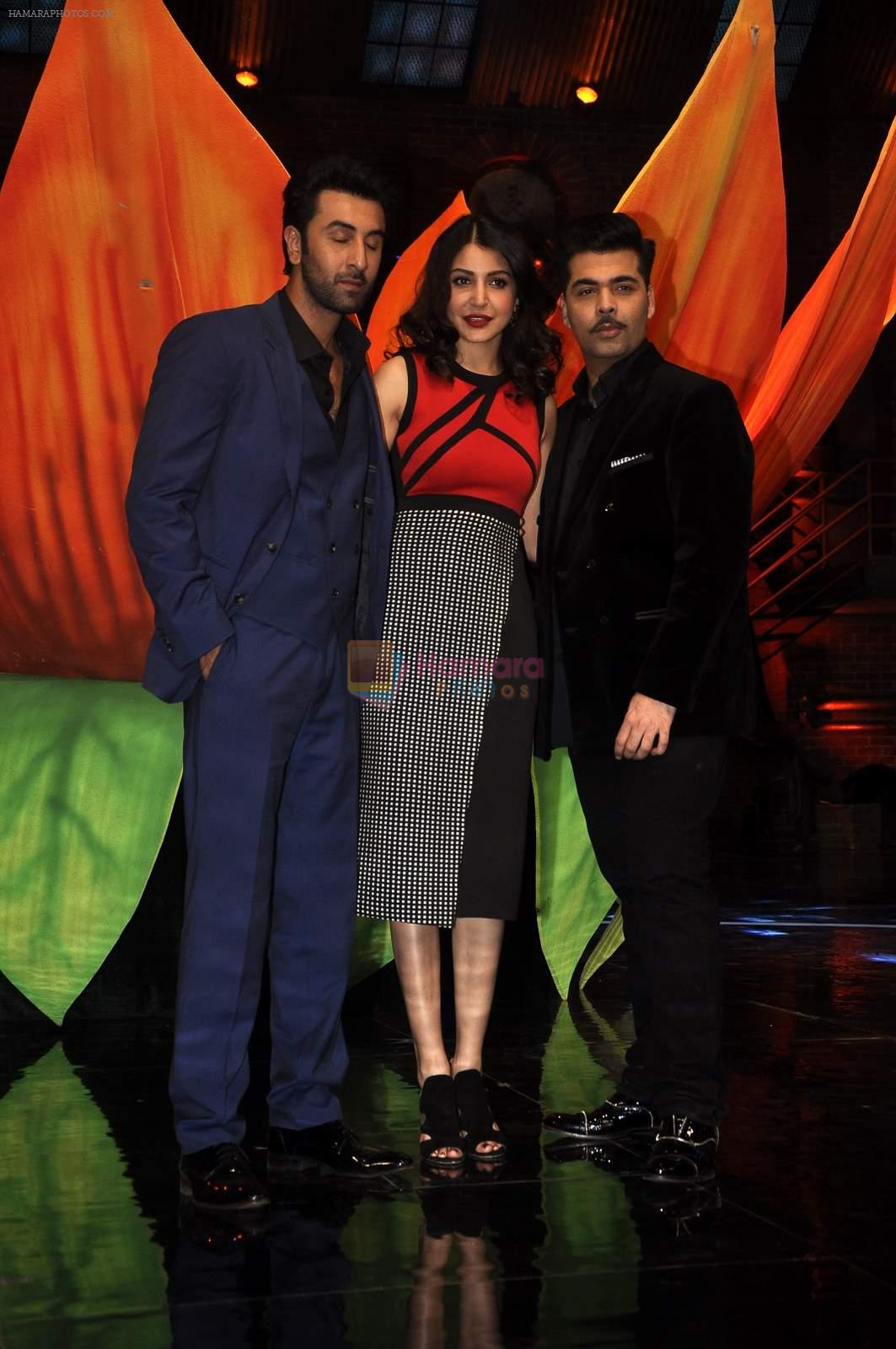 Anushka Sharma, Ranbir Kapoor, Karan Johar on the sets of India's Got Talent in Filmcity, Mumbai on 28th April 2015